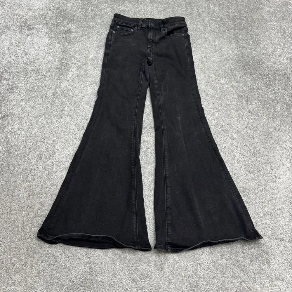 American Eagle Festival Flare Next Level Stretch Denim Jeans Women 2 Short Black